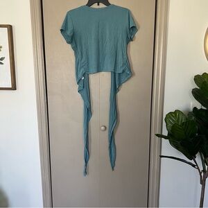 XL Blogilates Teal Women's Athletic Tie Crop Top, Yoga, Pilates, Athleisure